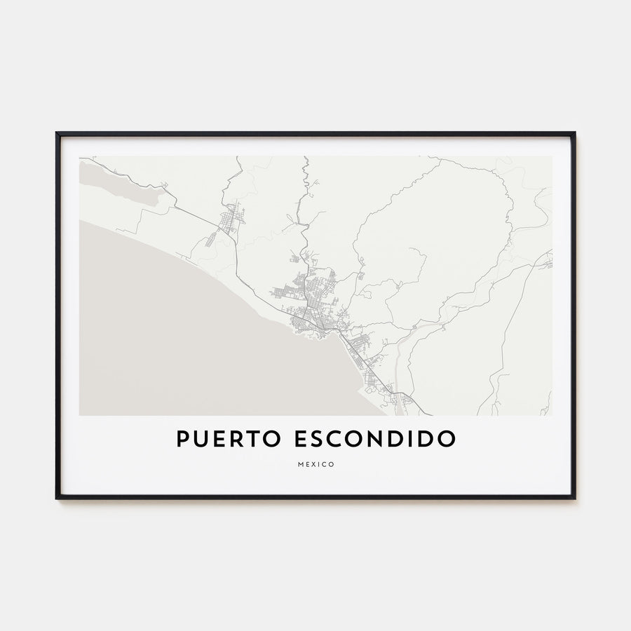 Puerto Escondido Map Landscape Poster