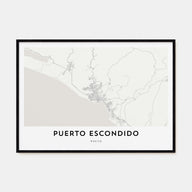 Puerto Escondido Map Landscape Poster