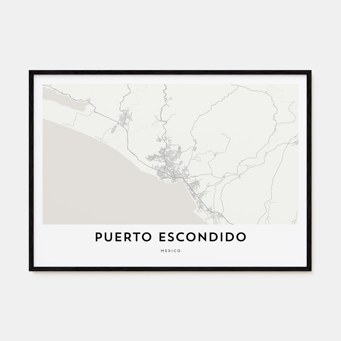 Puerto Escondido Map Landscape Poster