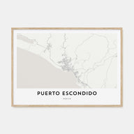 Puerto Escondido Map Landscape Poster