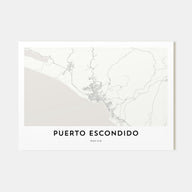 Puerto Escondido Map Landscape Poster