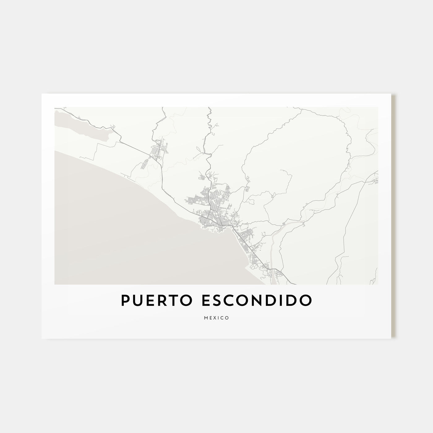 Puerto Escondido Map Landscape Poster