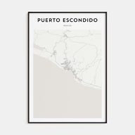 Puerto Escondido Map Portrait Poster
