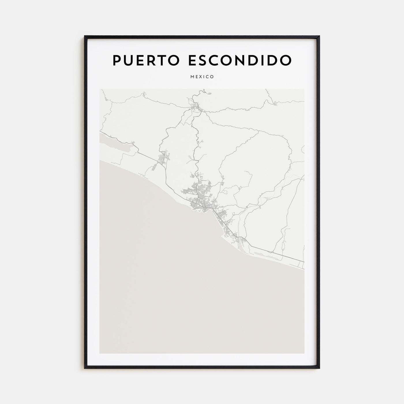 Puerto Escondido Map Portrait Poster