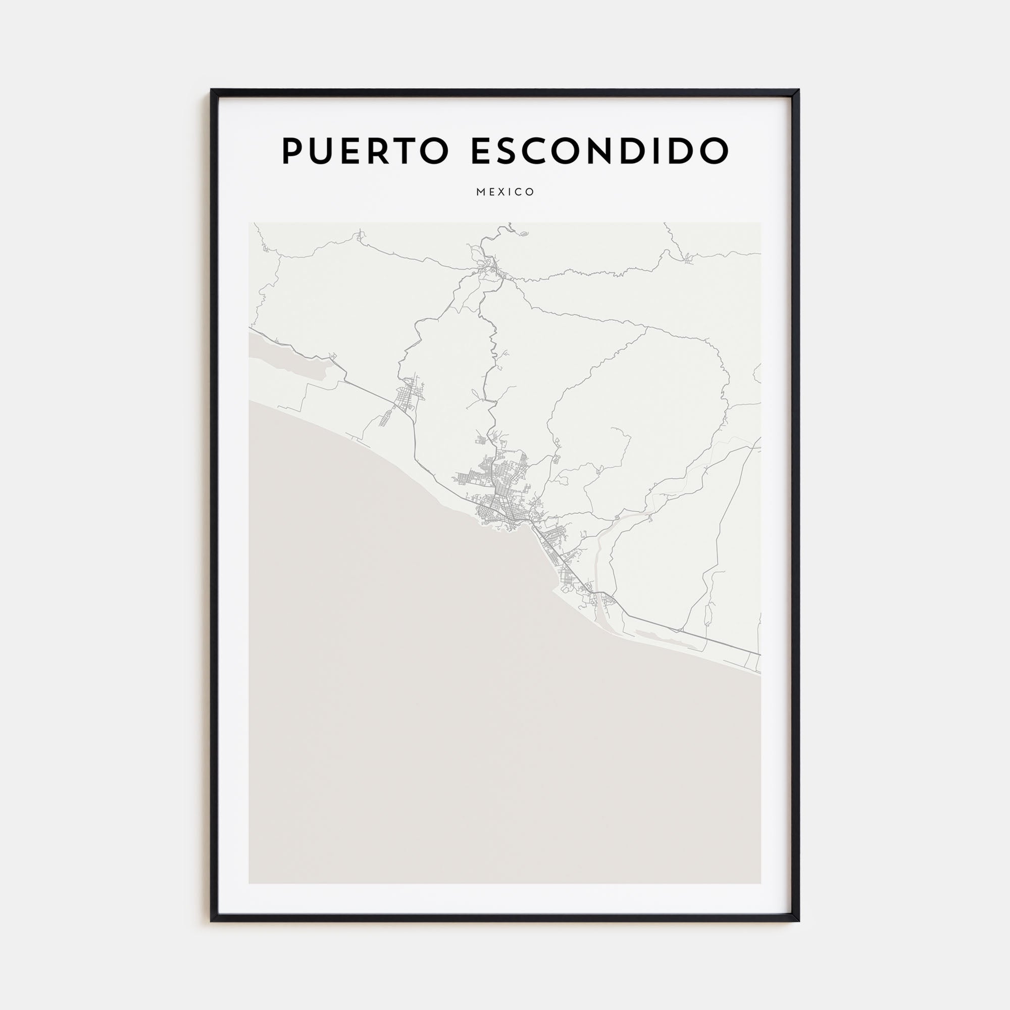 Puerto Escondido Map Portrait Poster