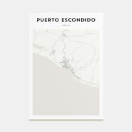 Puerto Escondido Map Portrait Poster