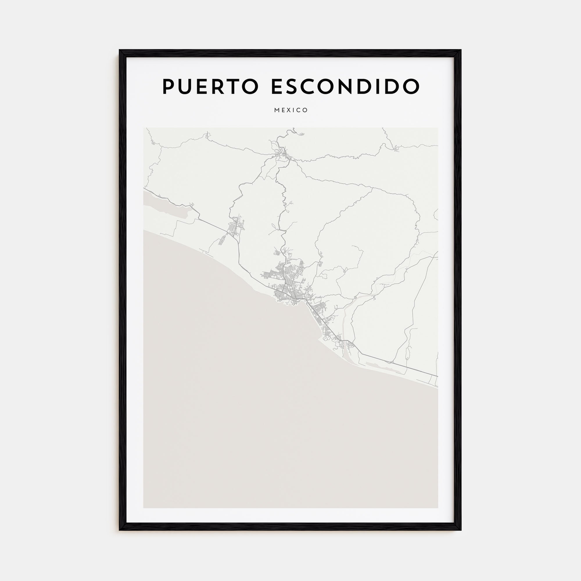 Puerto Escondido Map Portrait Poster