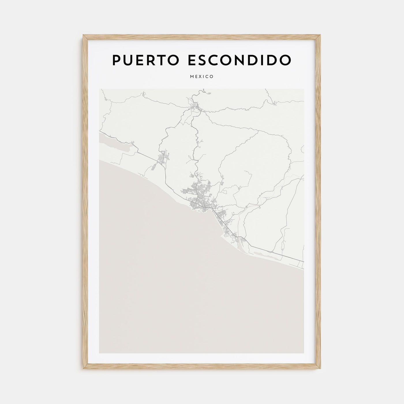Puerto Escondido Map Portrait Poster