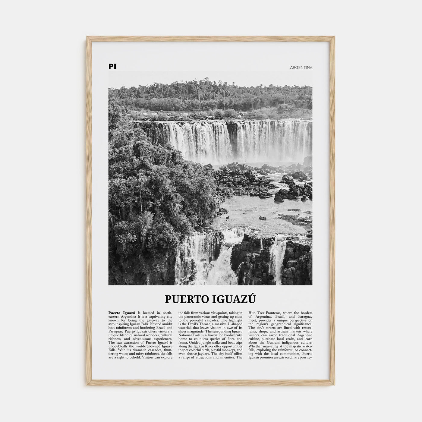 Puerto Iguazú Travel B&W Poster