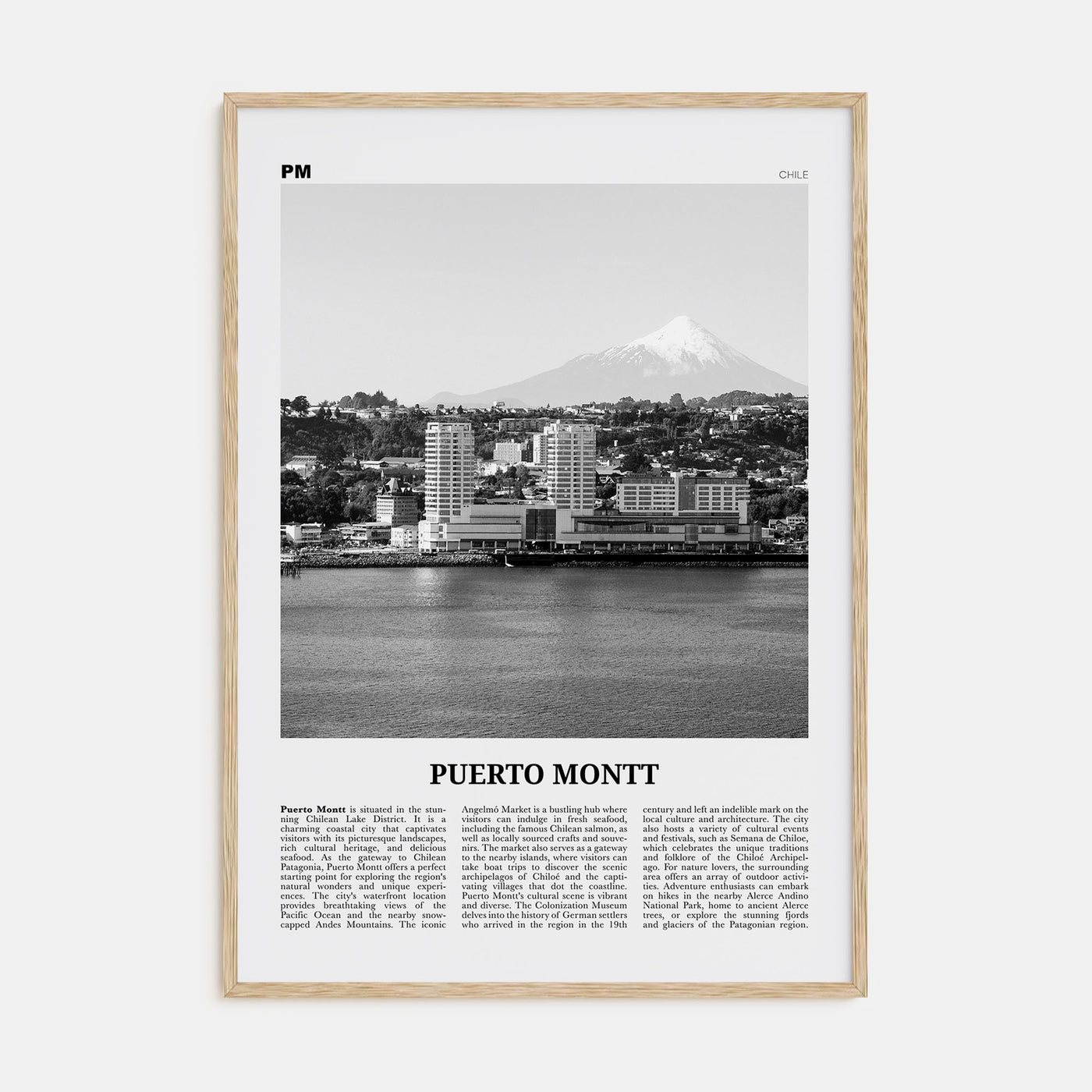 Puerto Montt Travel B&W Poster