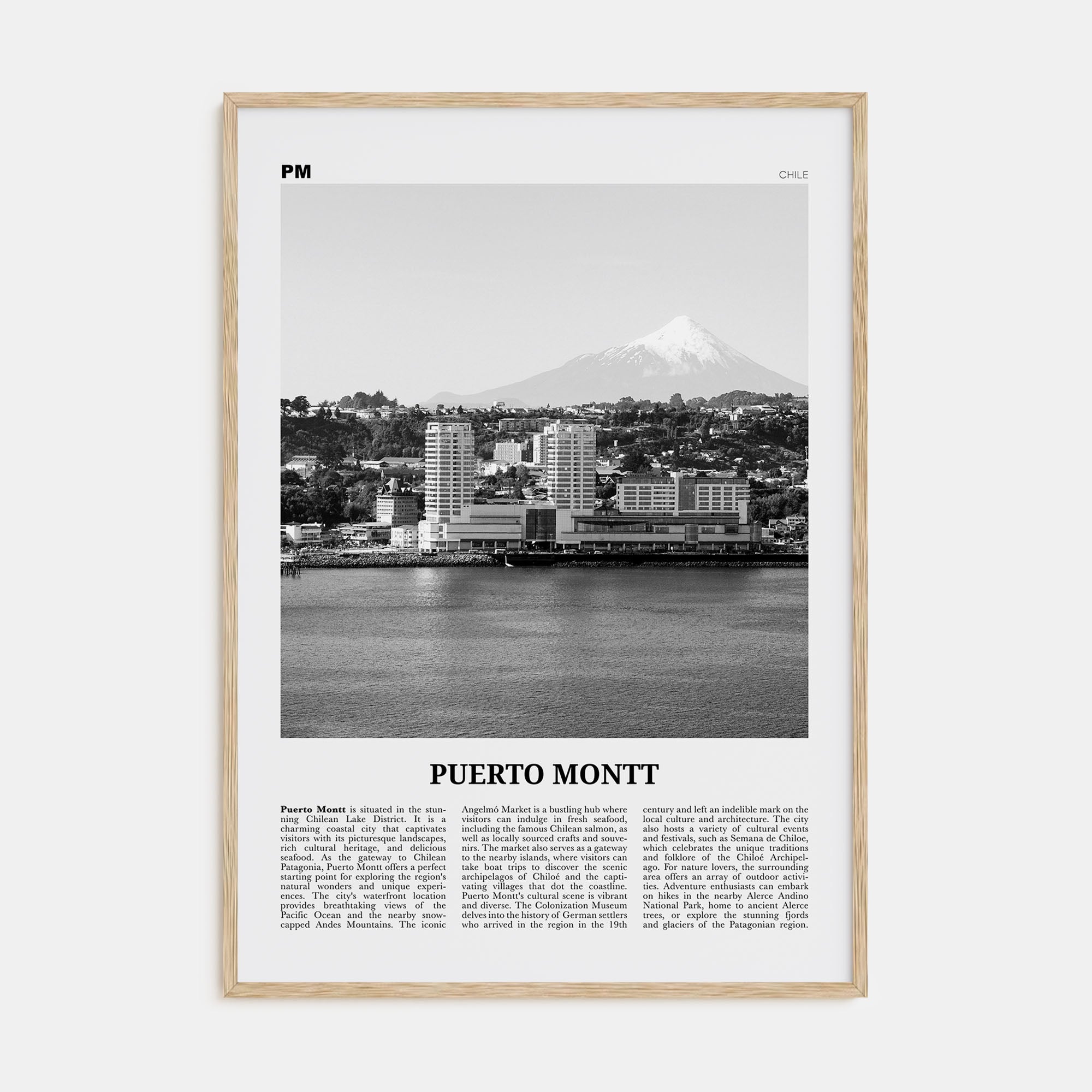Puerto Montt Travel B&W Poster