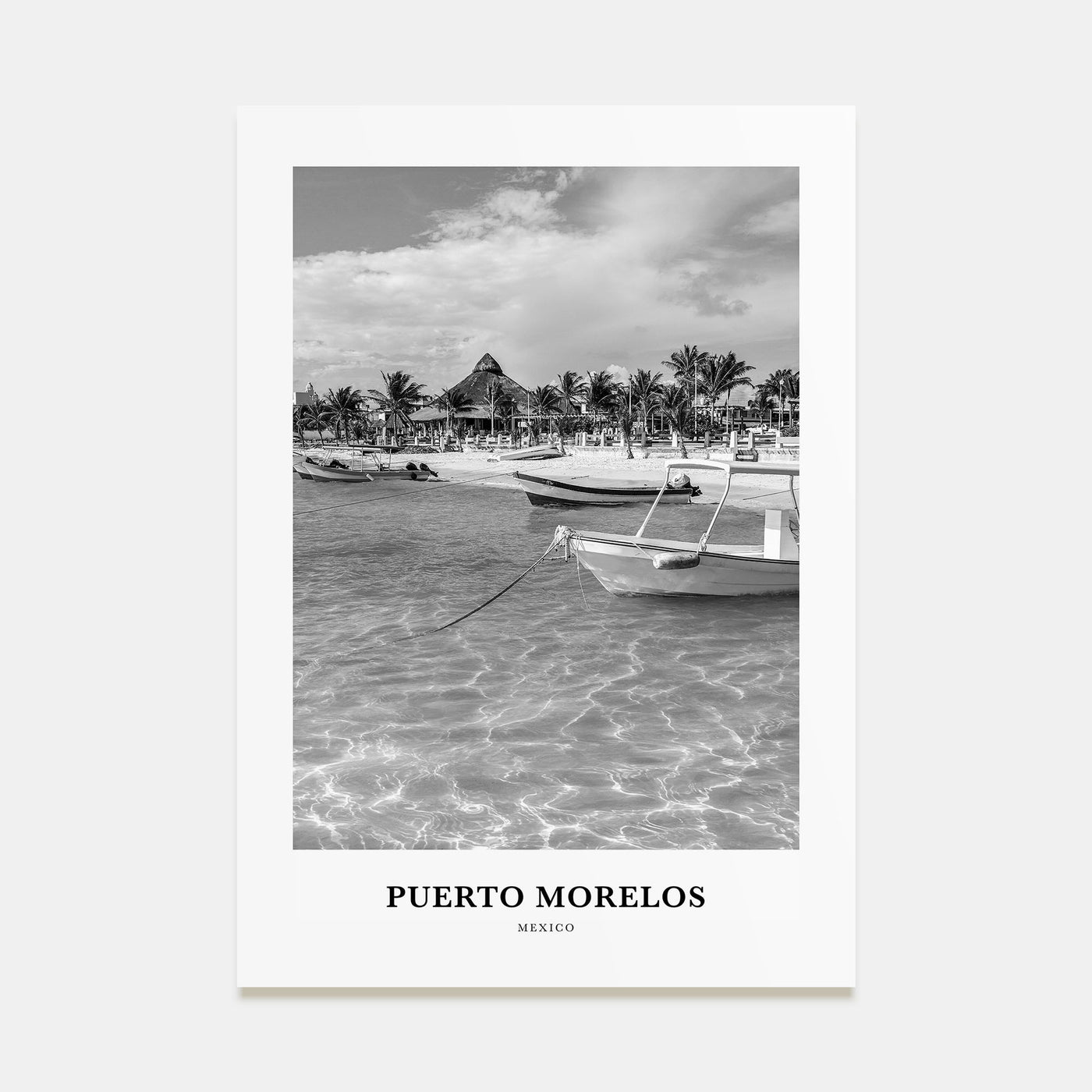 Puerto Morelos Portrait B&W Poster