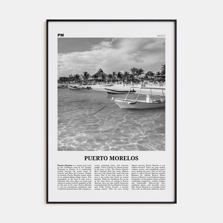 Puerto Morelos Travel B&W Poster