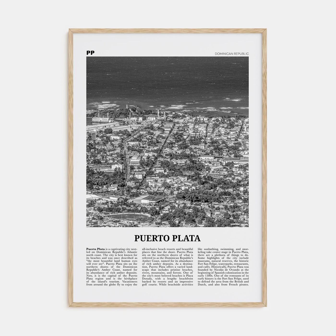 Puerto Plata Travel B&W Poster