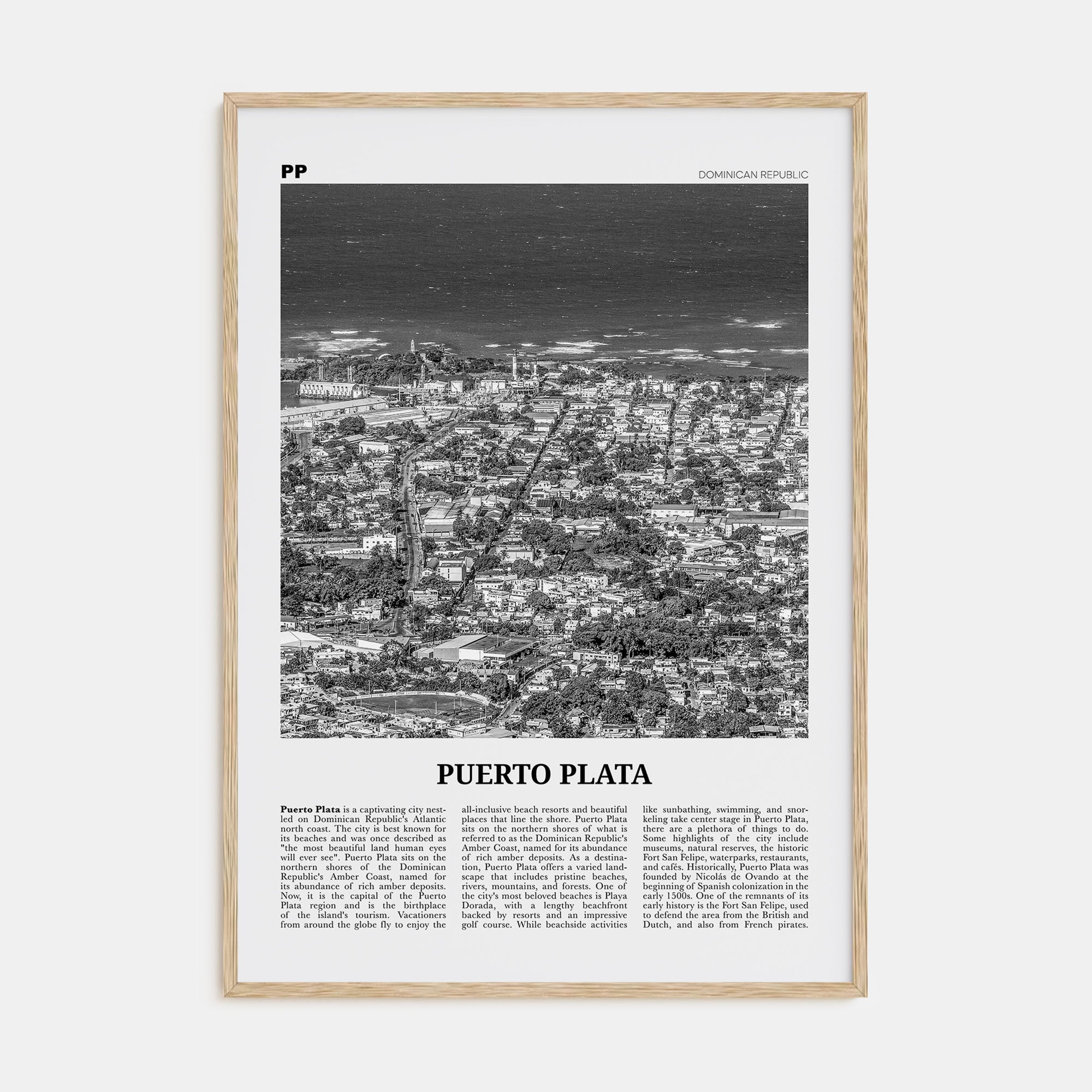 Puerto Plata Travel B&W Poster