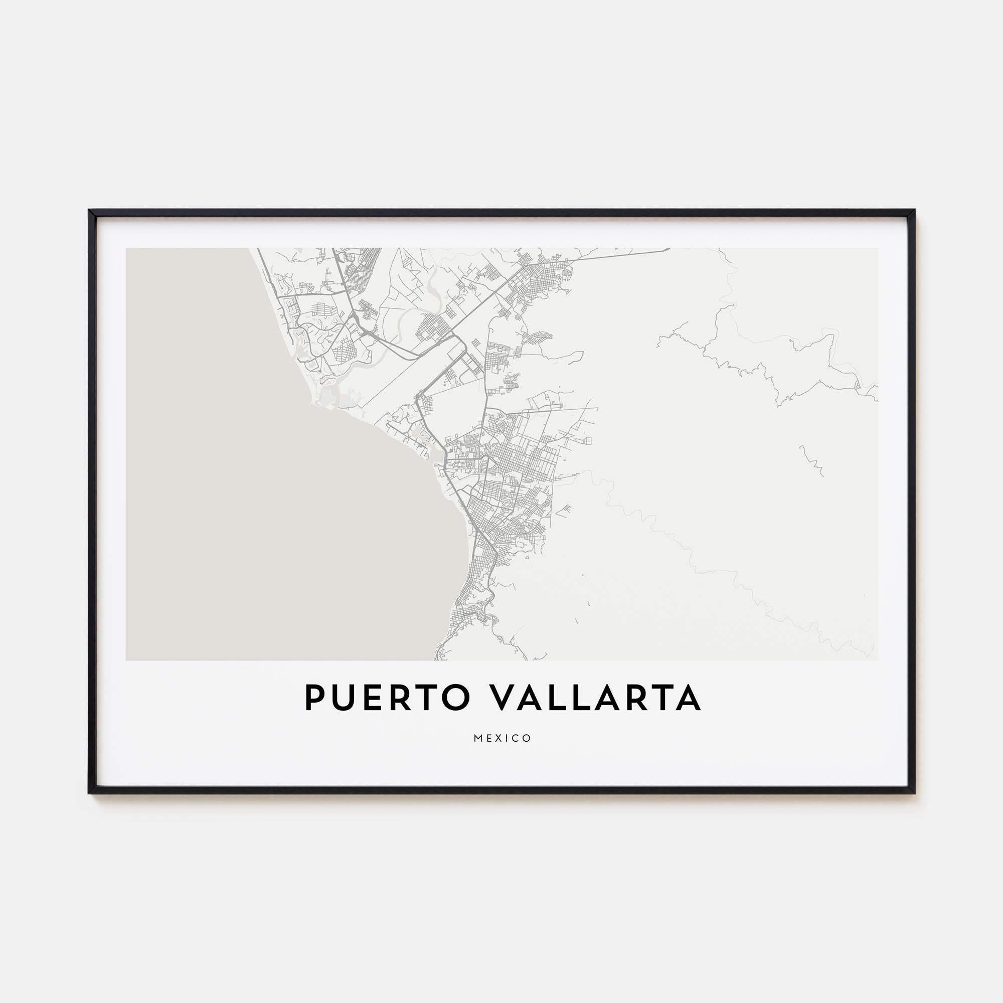 Puerto Vallarta Map Landscape Poster