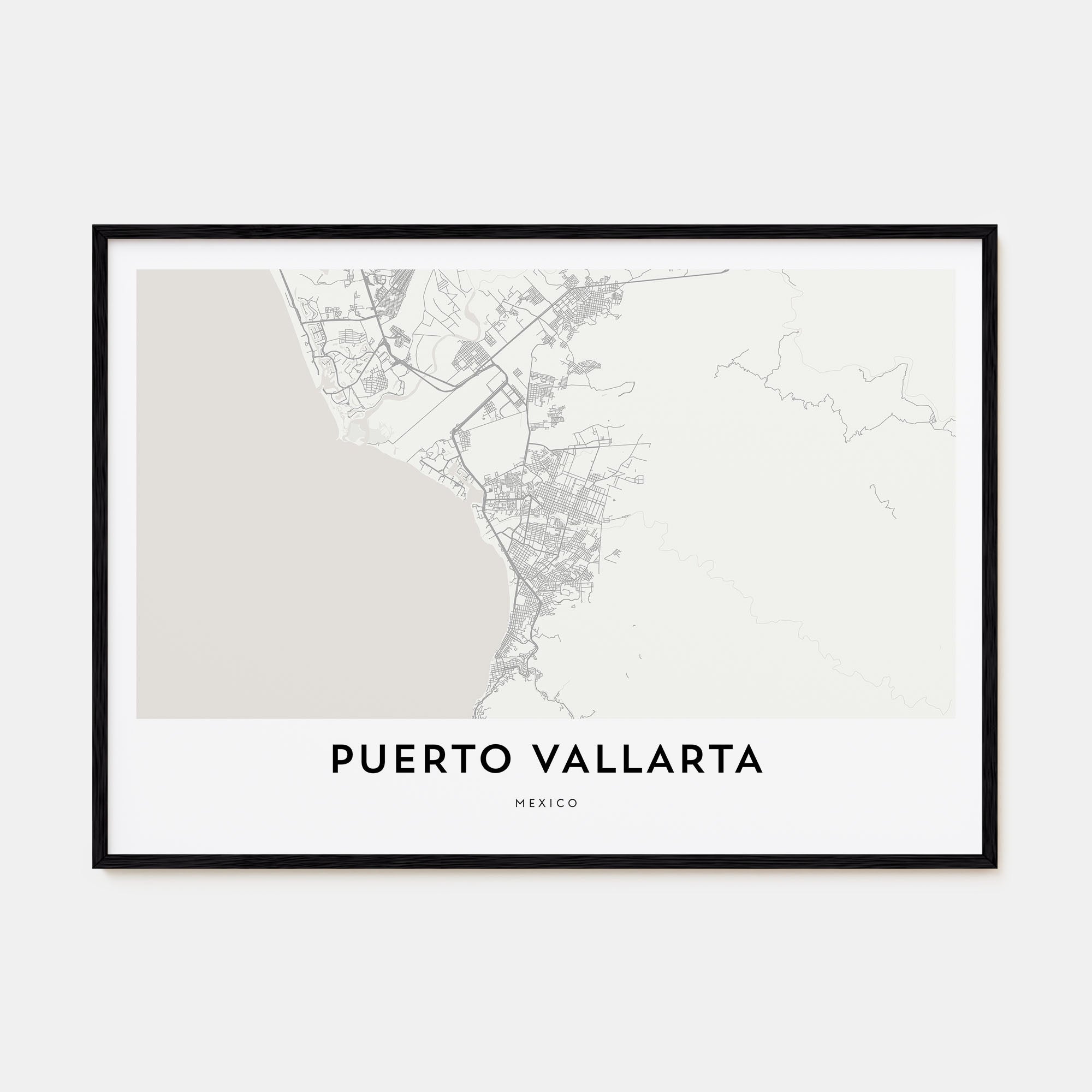 Puerto Vallarta Map Landscape Poster