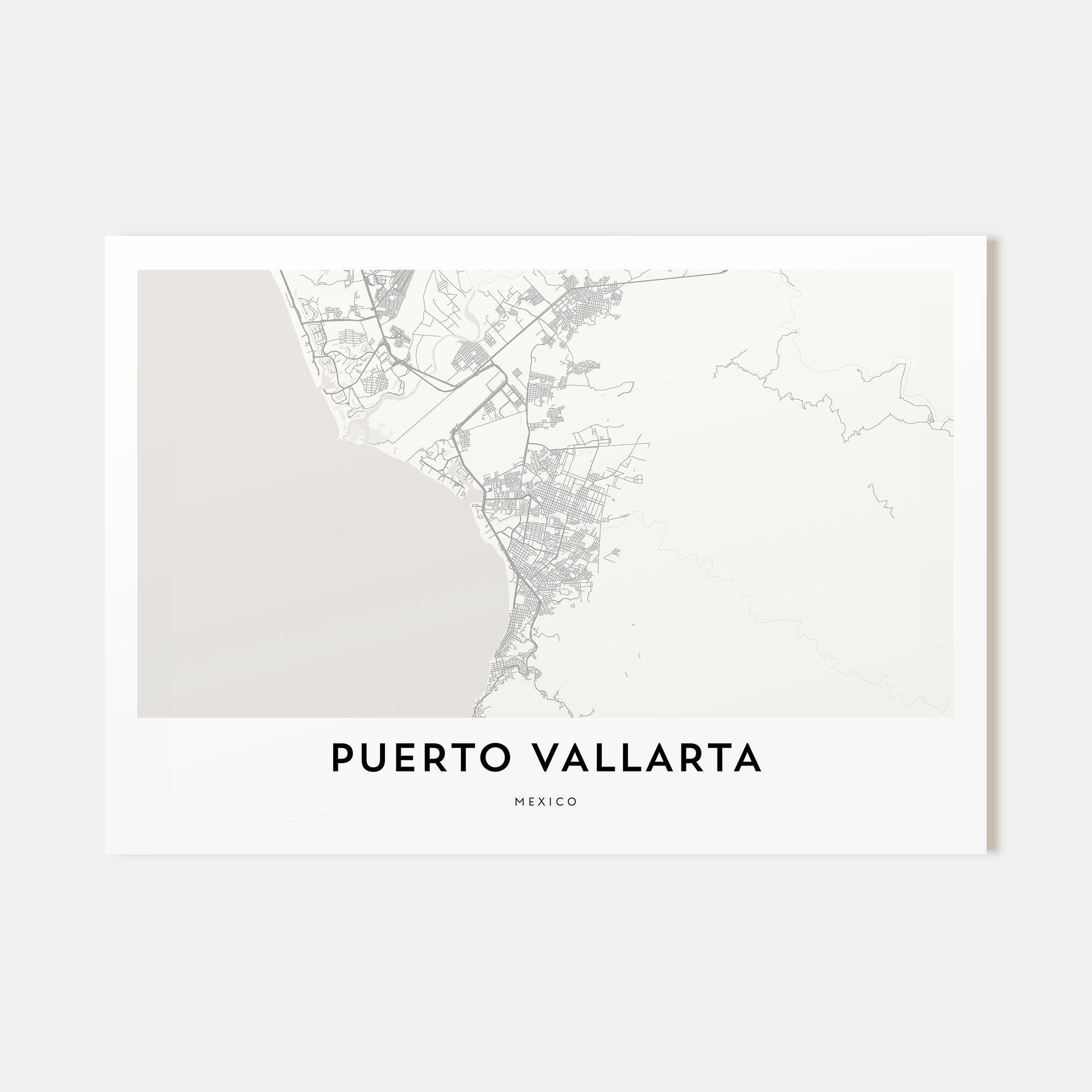 Puerto Vallarta Map Landscape Poster