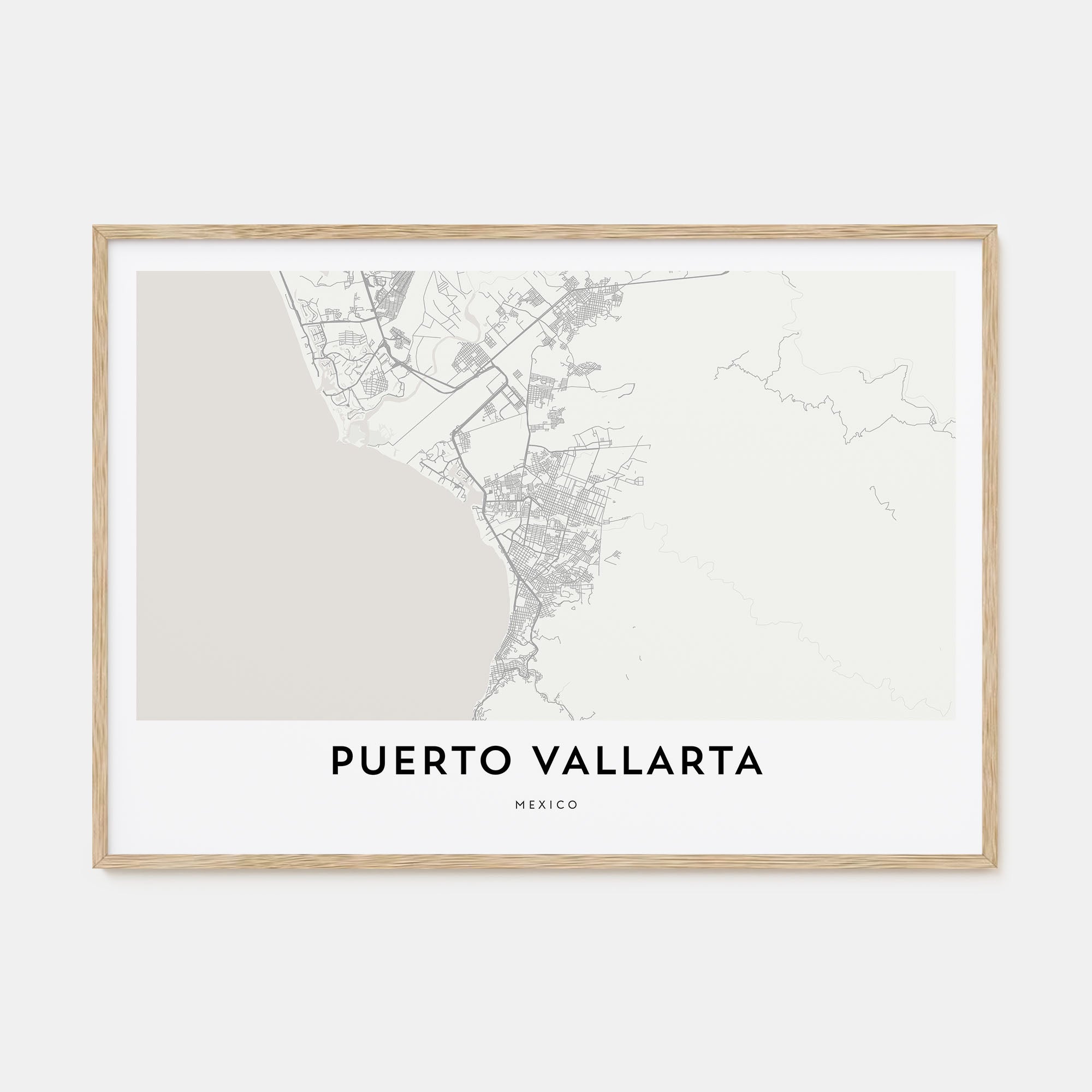 Puerto Vallarta Map Landscape Poster