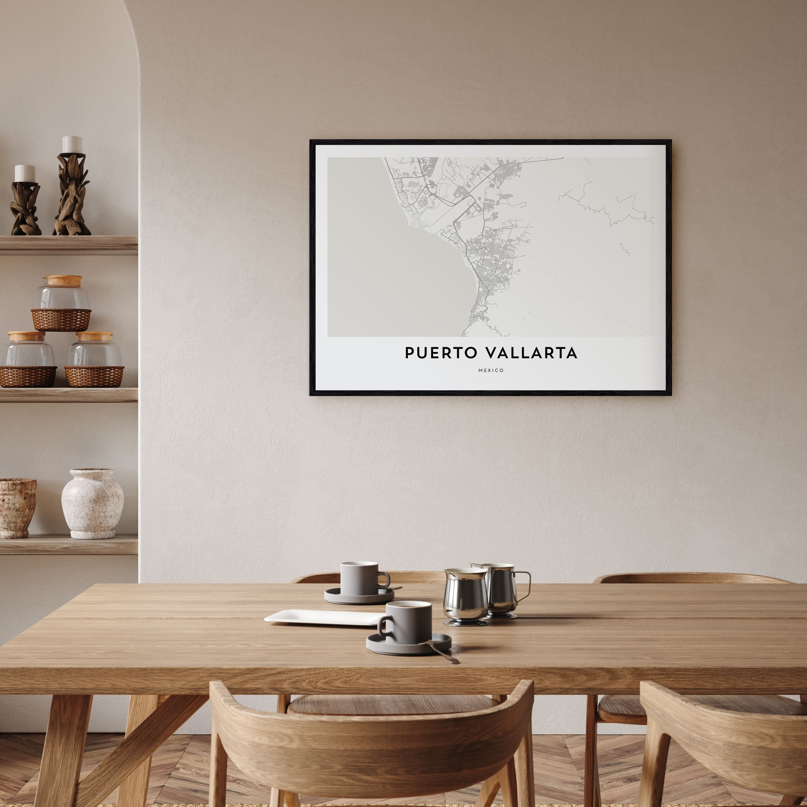 Puerto Vallarta Map Landscape Poster