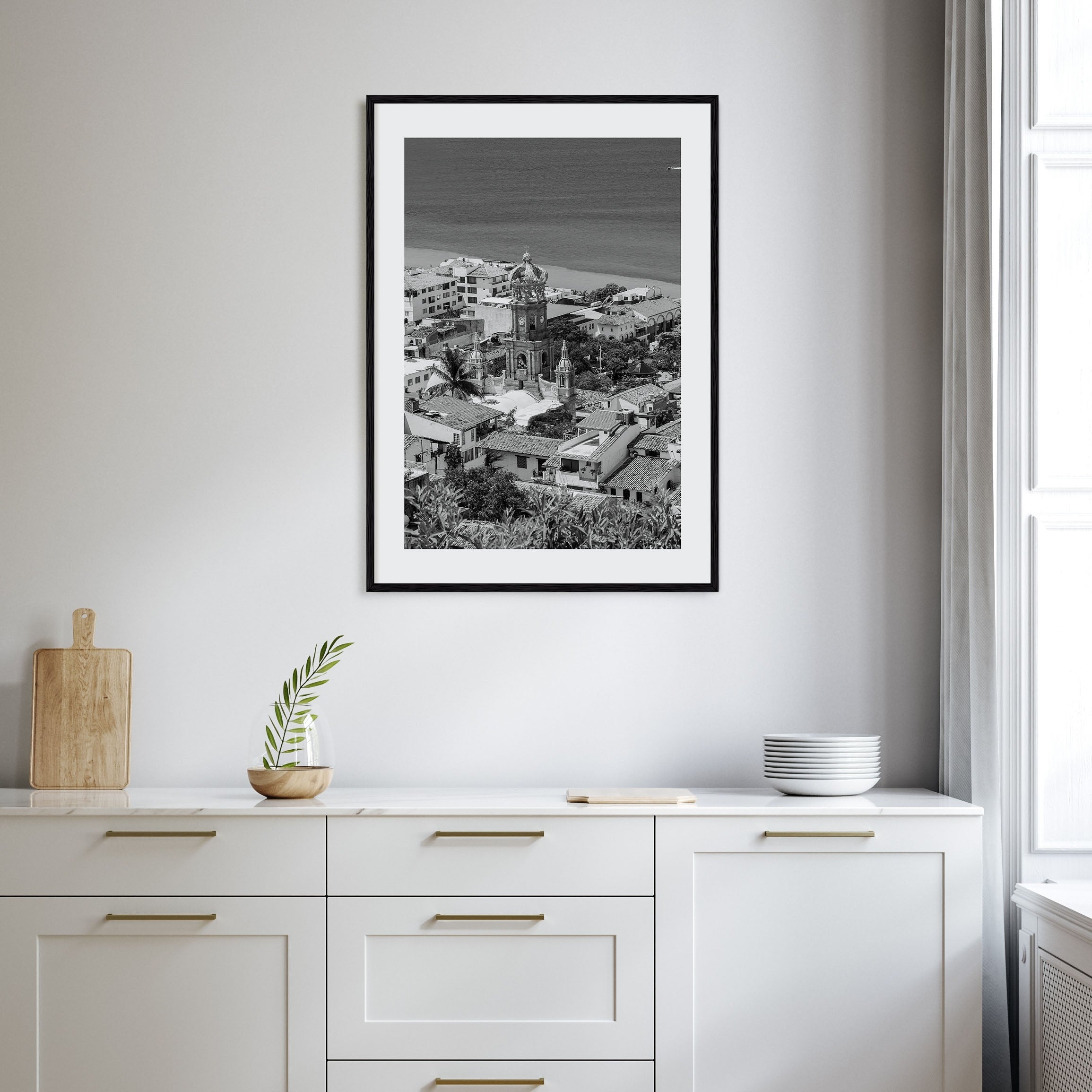 Puerto Vallarta Photo B&W Poster