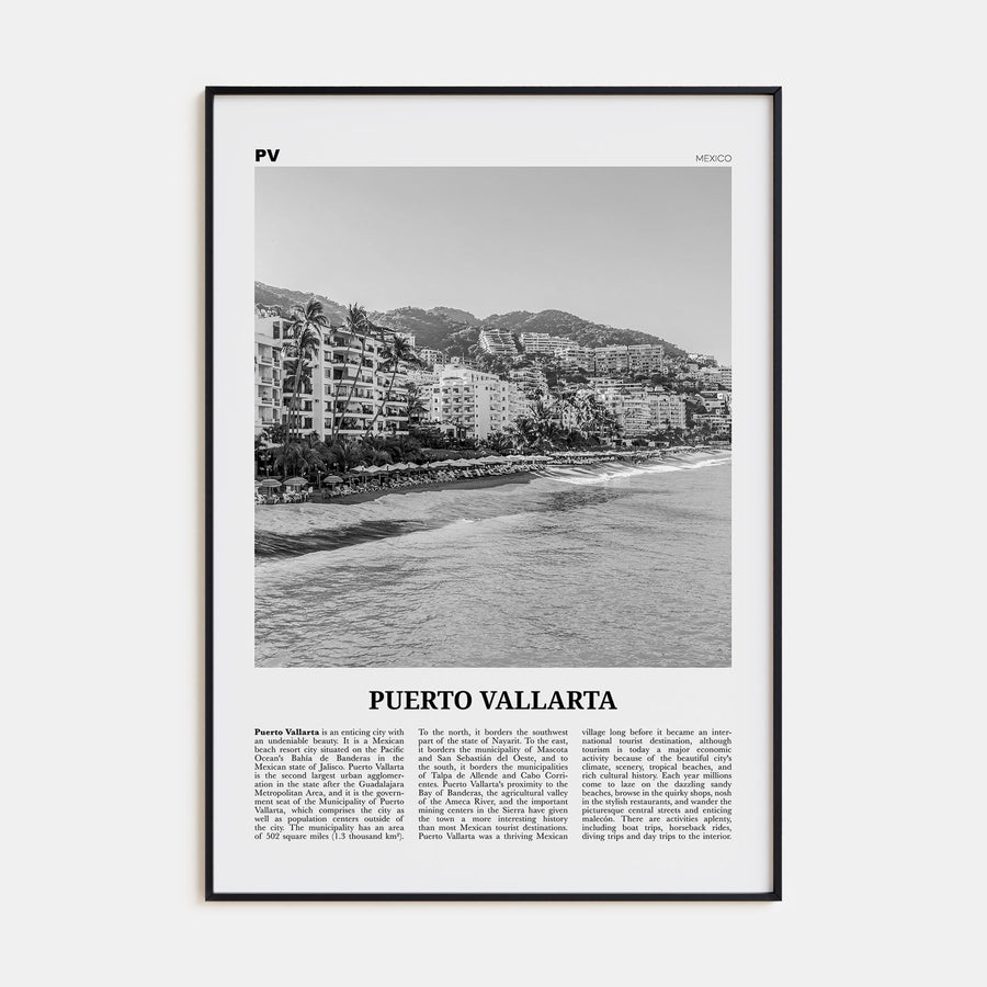 Puerto Vallarta Travel B&W Poster