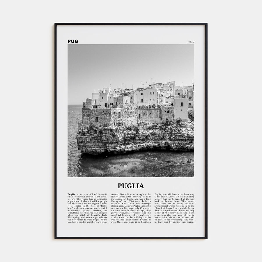 Puglia Travel B&W Poster
