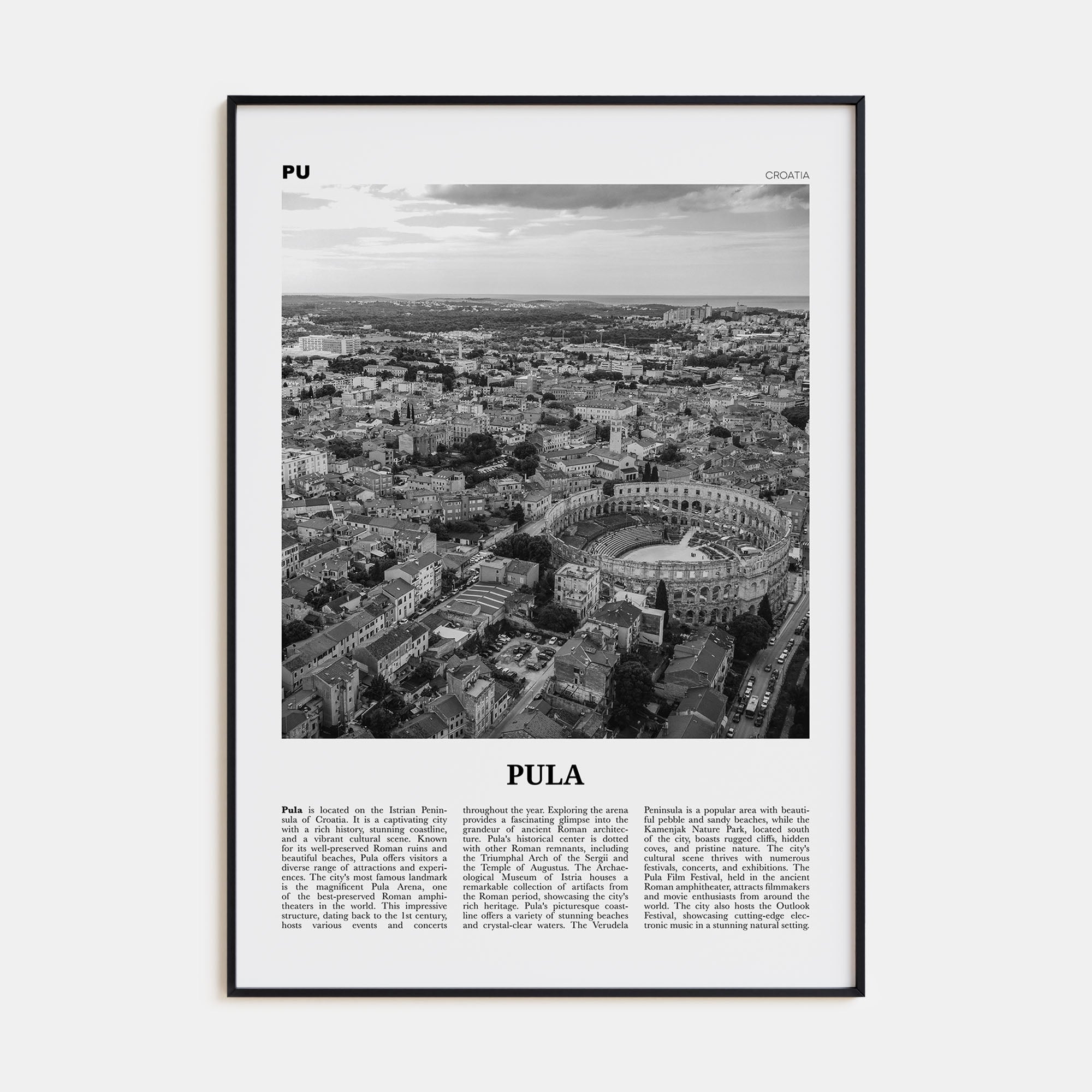 Pula Travel B&W Poster