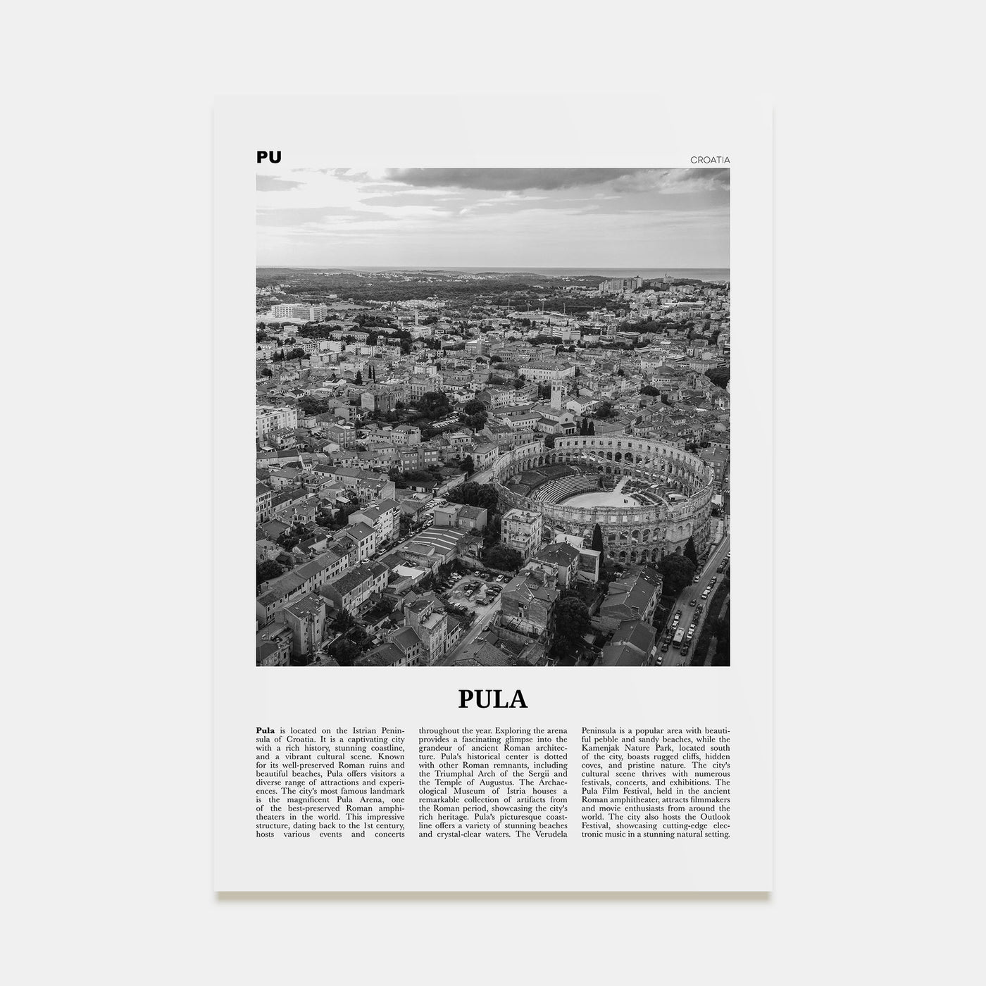 Pula Travel B&W Poster