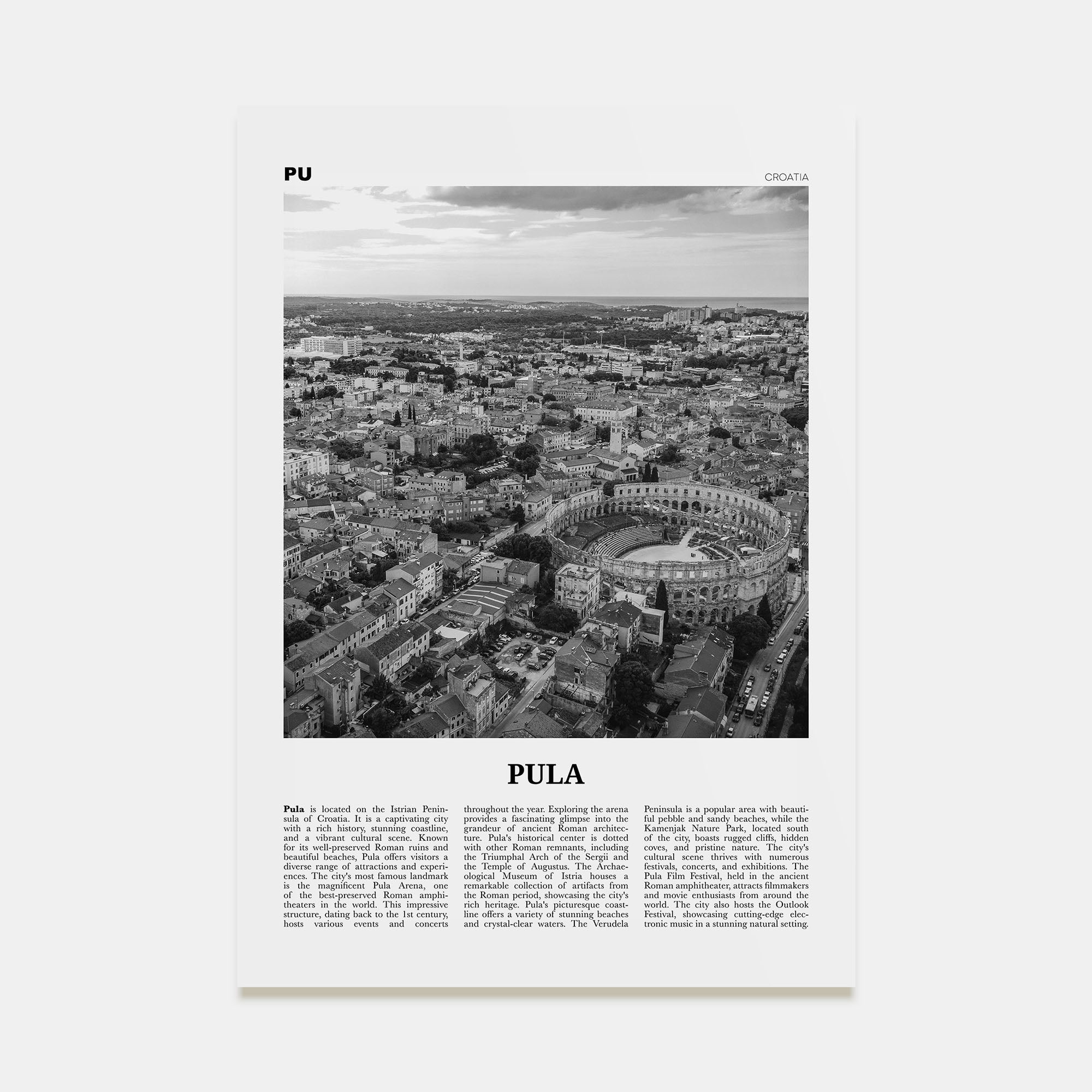 Pula Travel B&W Poster