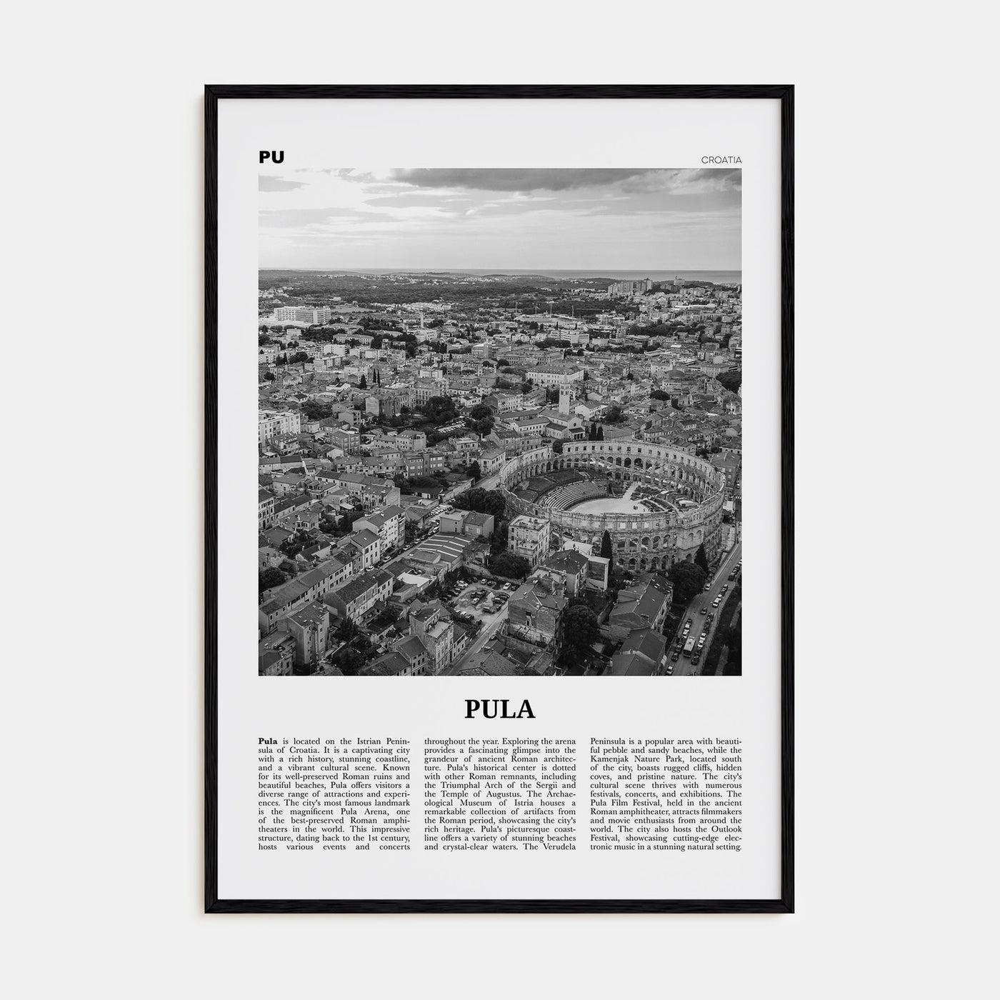 Pula Travel B&W Poster