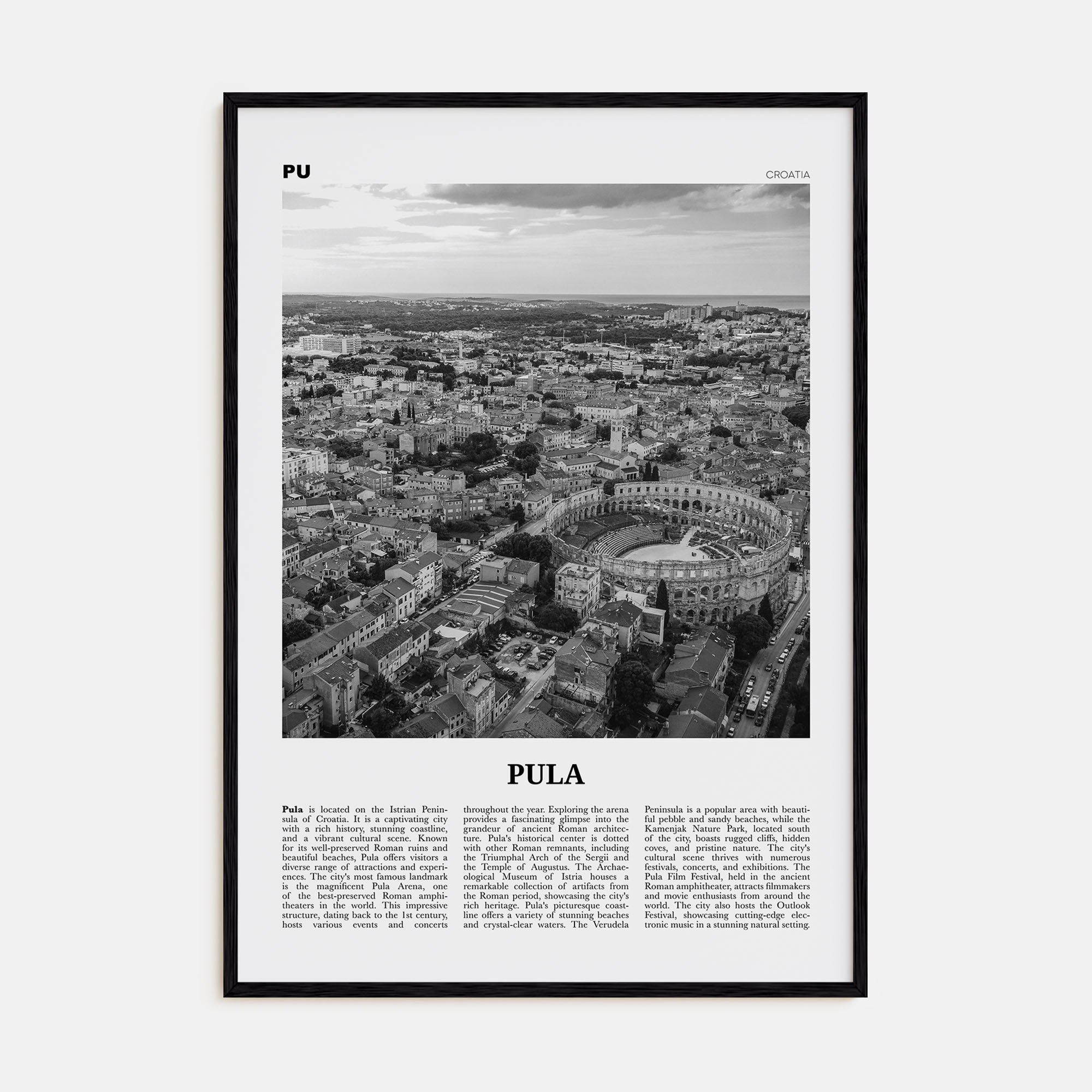 Pula Travel B&W Poster
