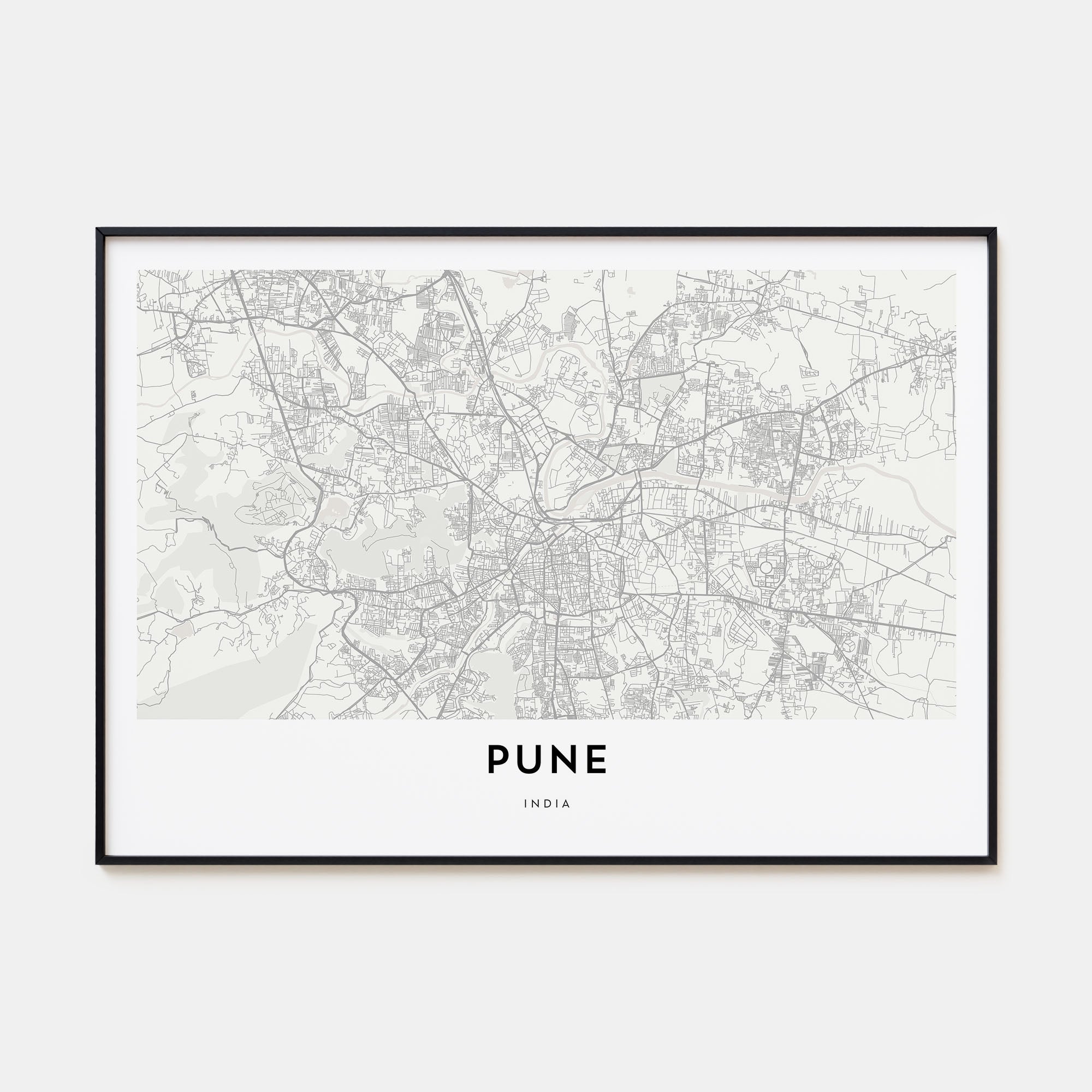 Pune Map Landscape Poster