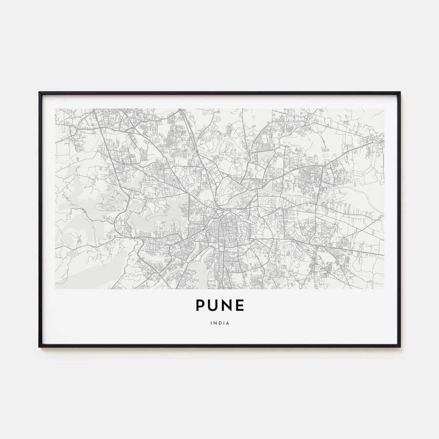 Pune Map Landscape Poster