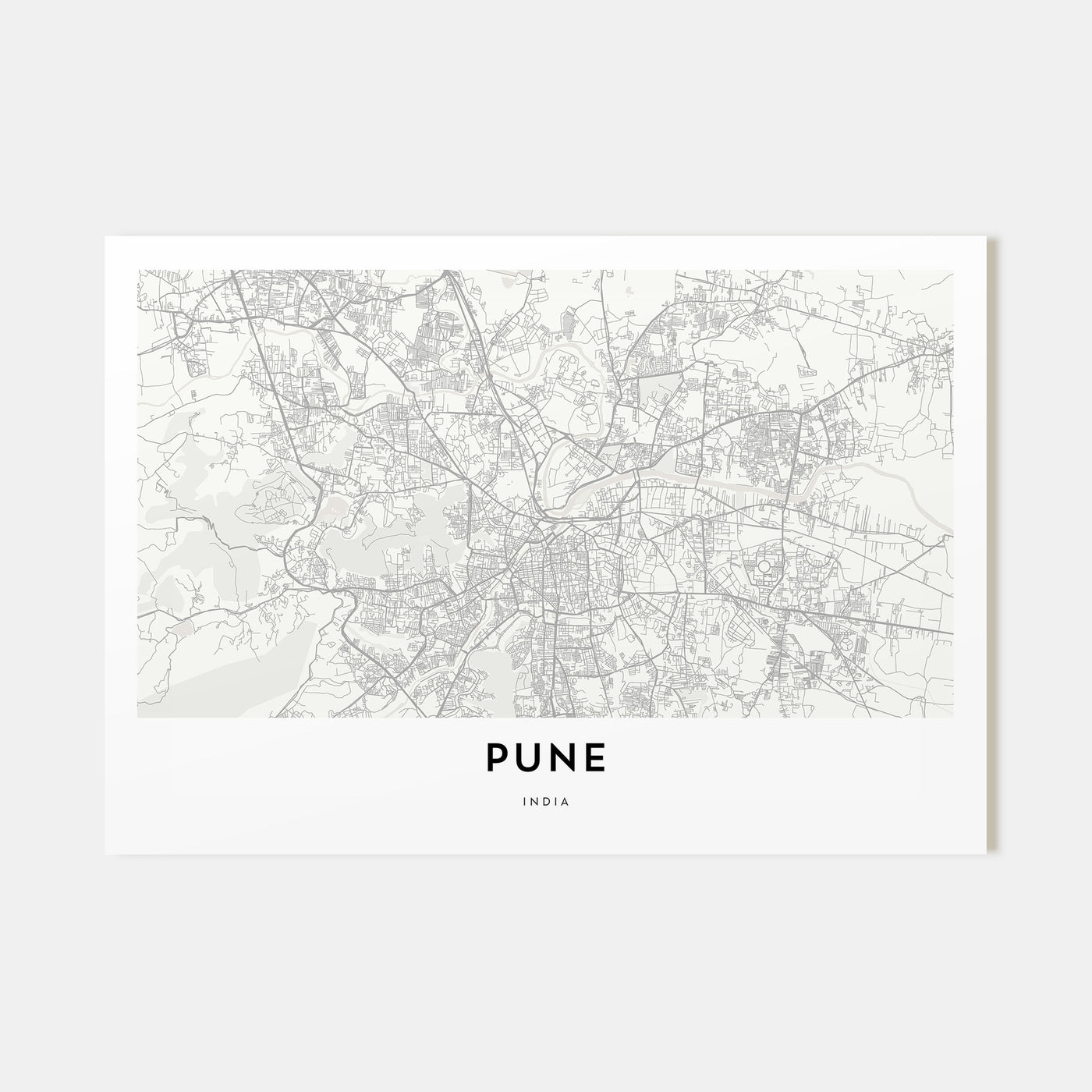 Pune Map Landscape Poster