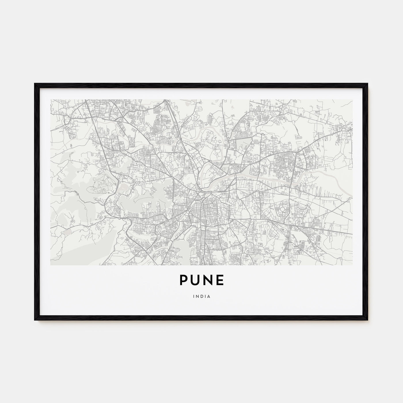 Pune Map Landscape Poster