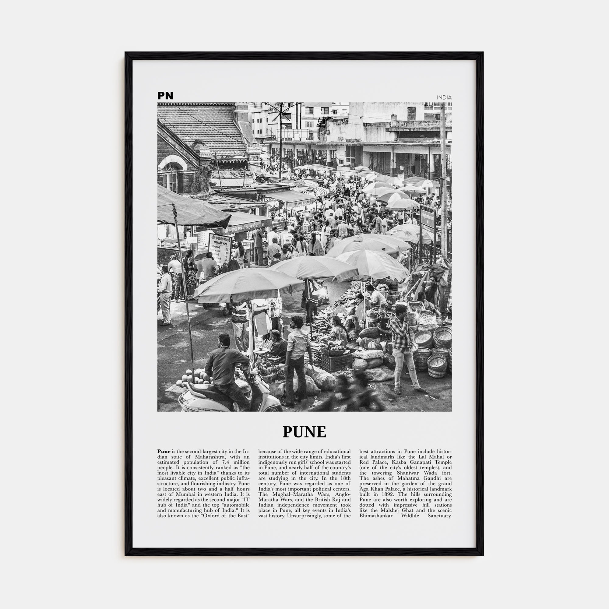 Pune Travel B&W Poster