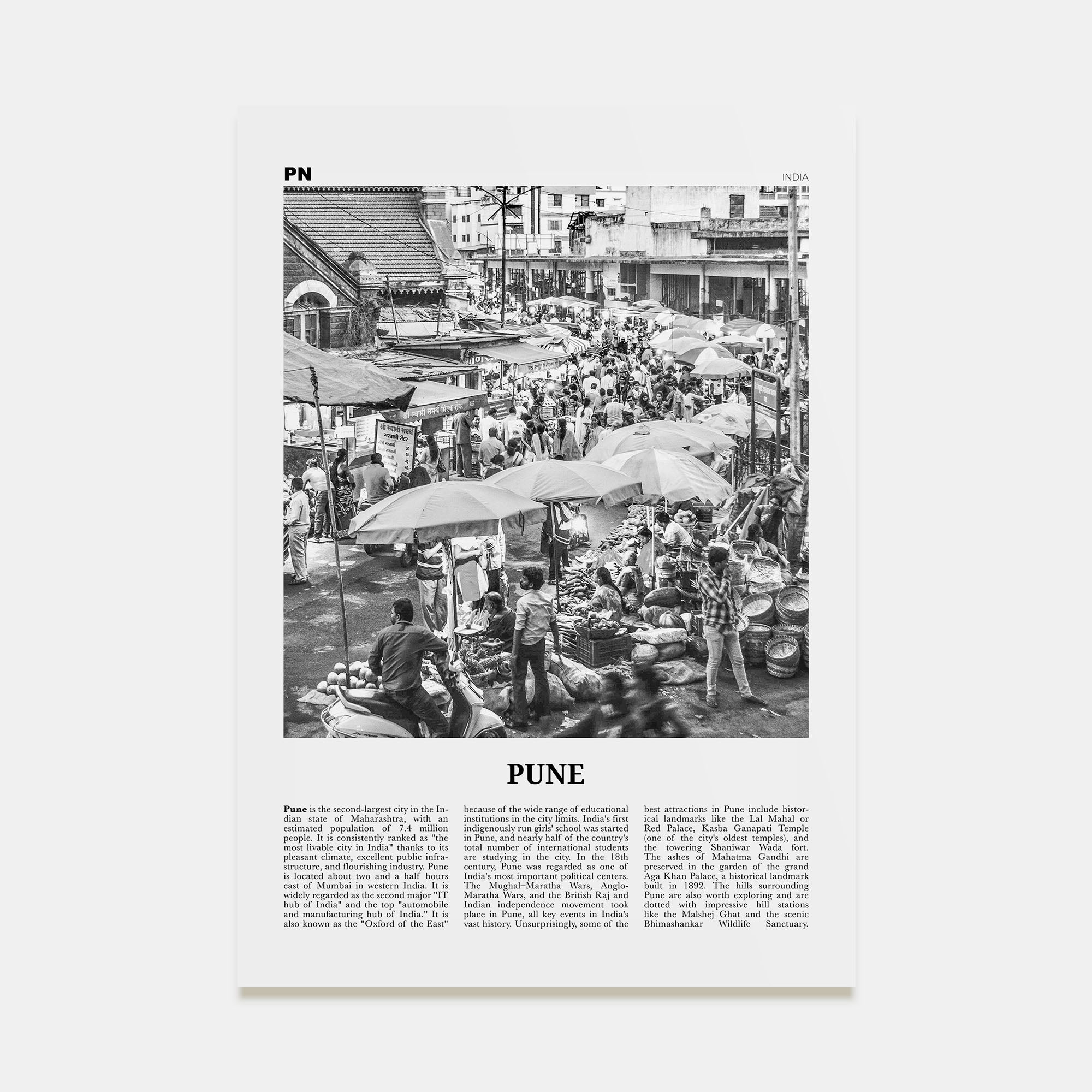 Pune Travel B&W Poster