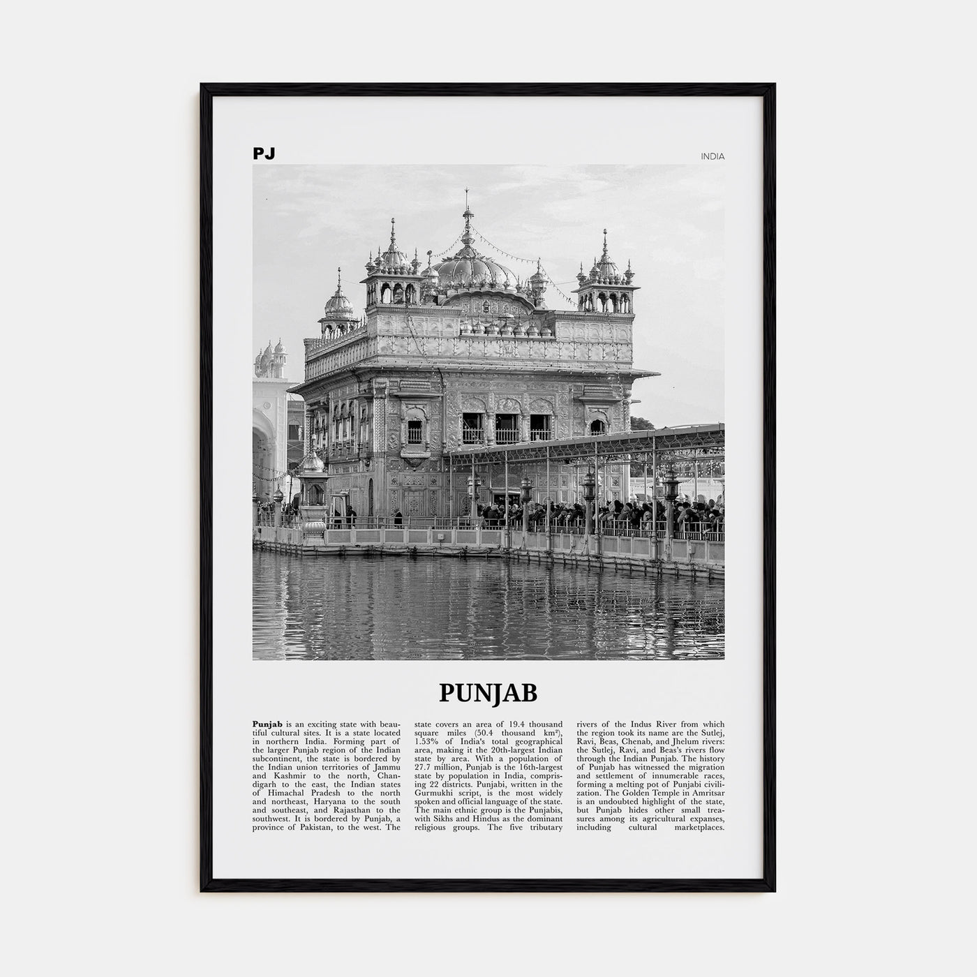 Punjab Travel B&W Poster