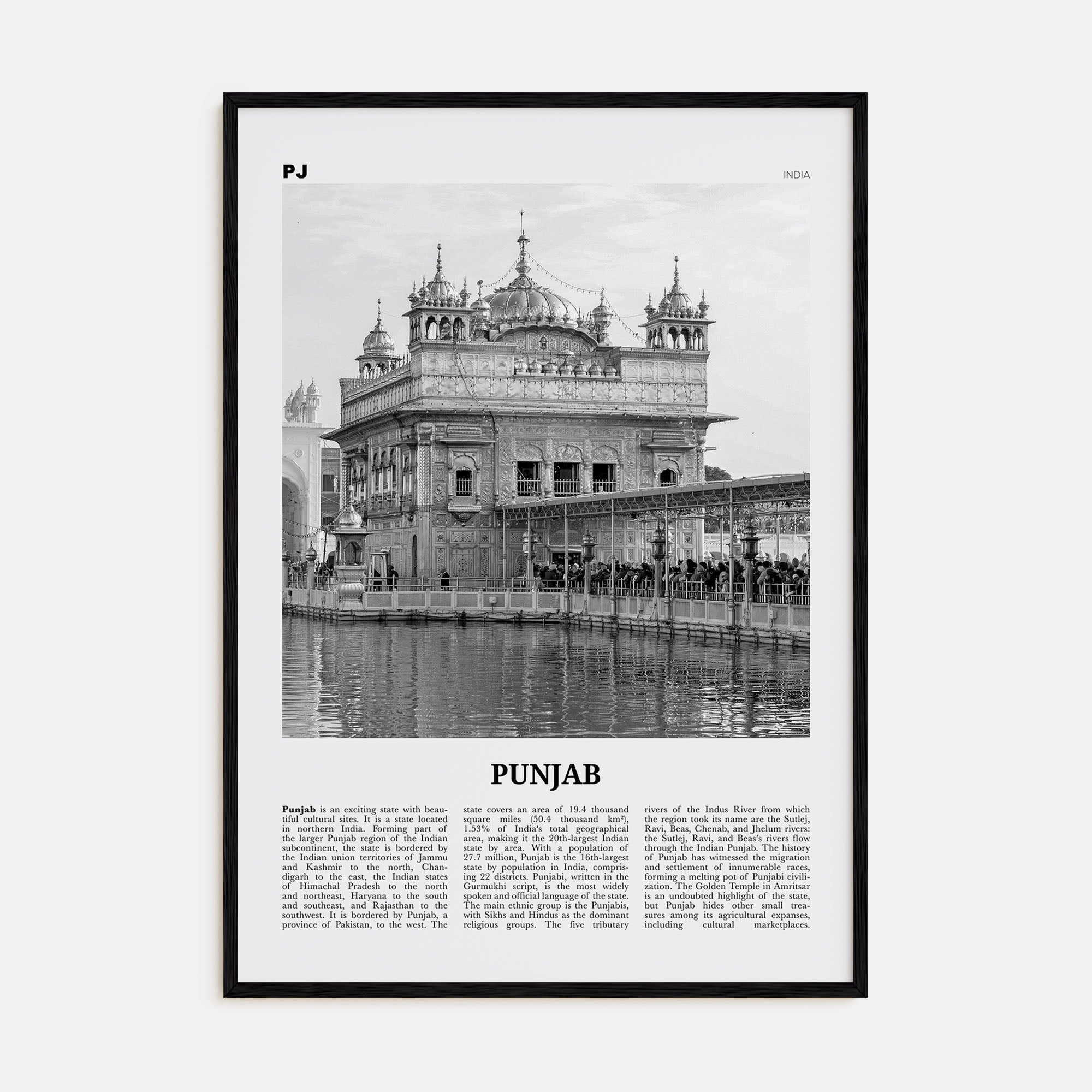 Punjab Travel B&W Poster