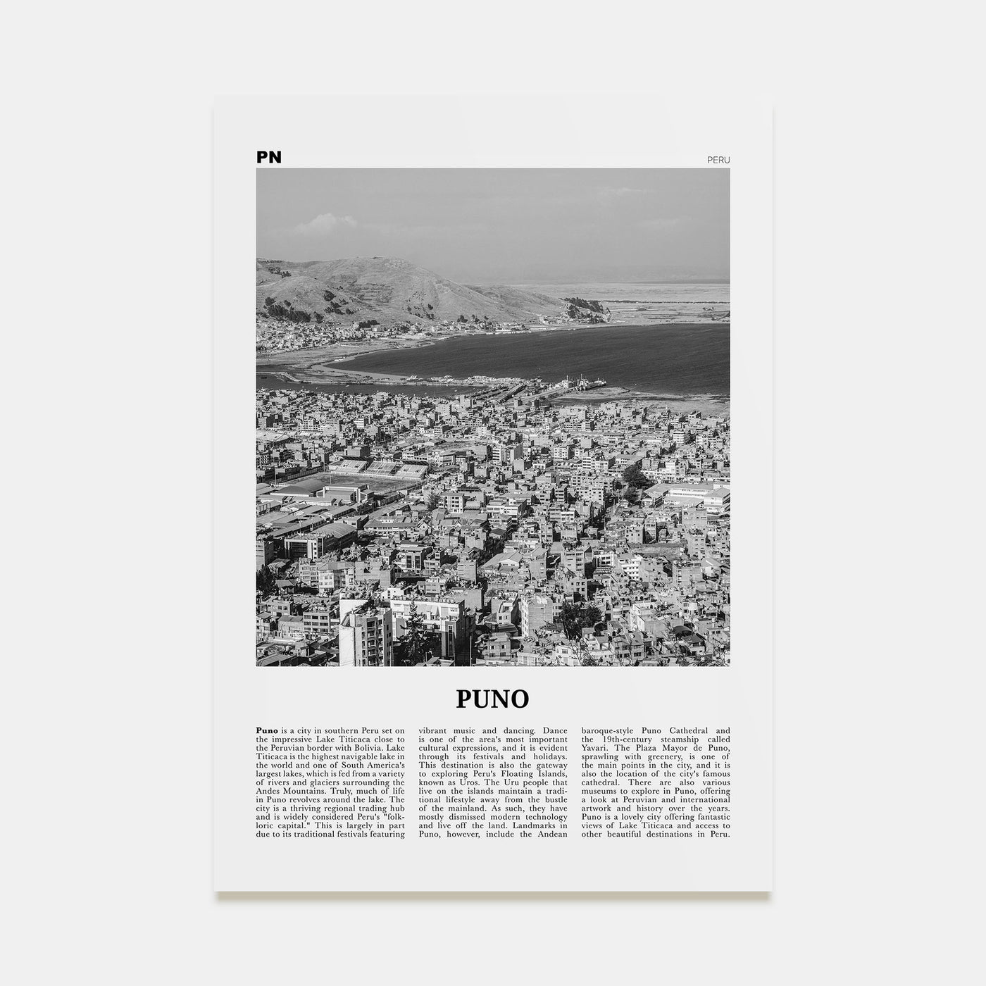 Puno Travel B&W Poster