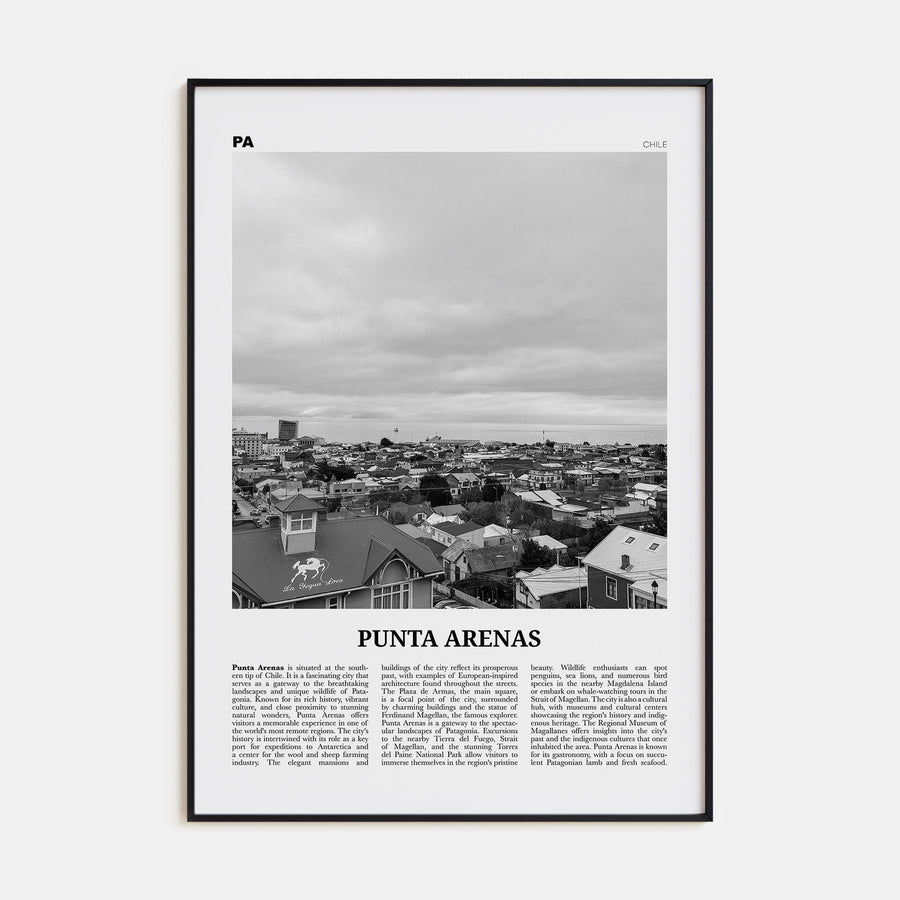 Punta Arenas Travel B&W Poster