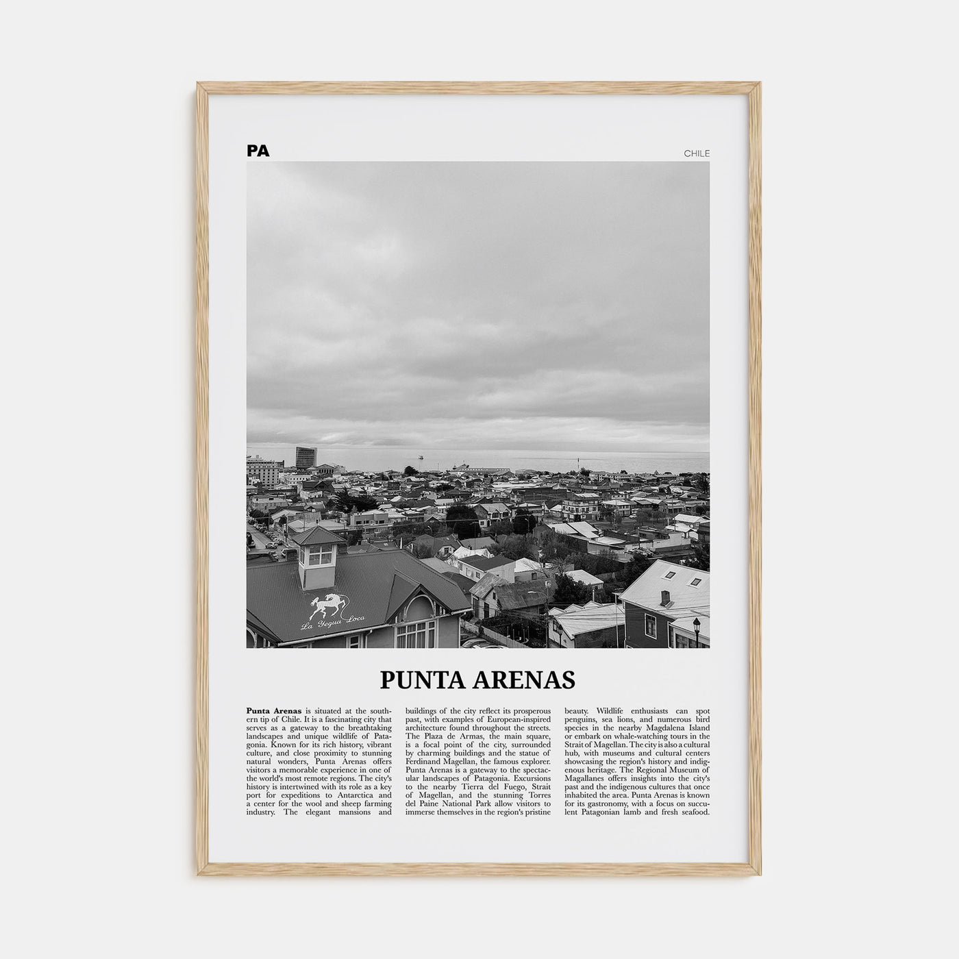 Punta Arenas Travel B&W Poster