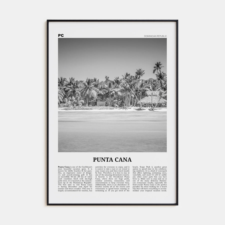 Punta Cana Travel B&W Poster
