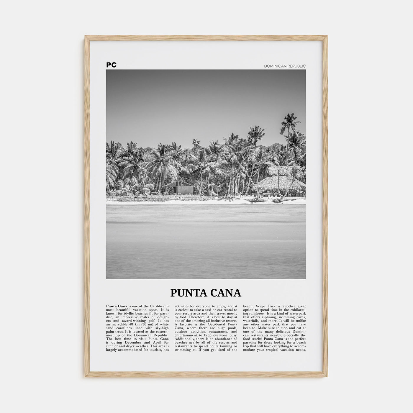 Punta Cana Travel B&W Poster