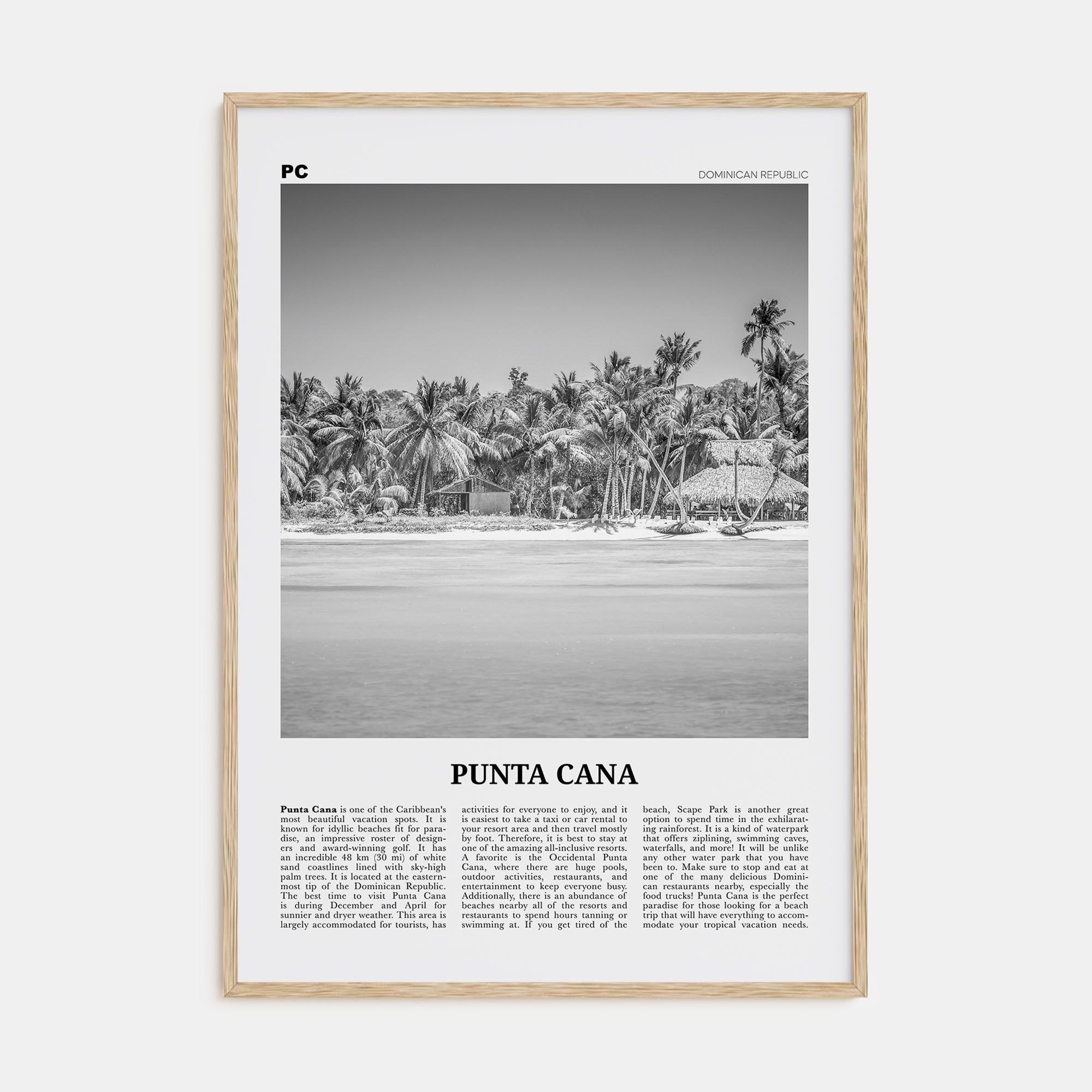 Punta Cana Travel B&W Poster