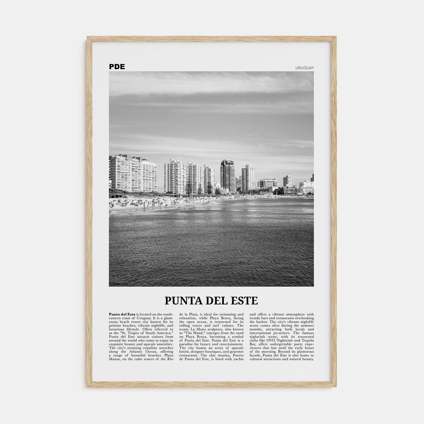 Punta del Este Travel B&W Poster
