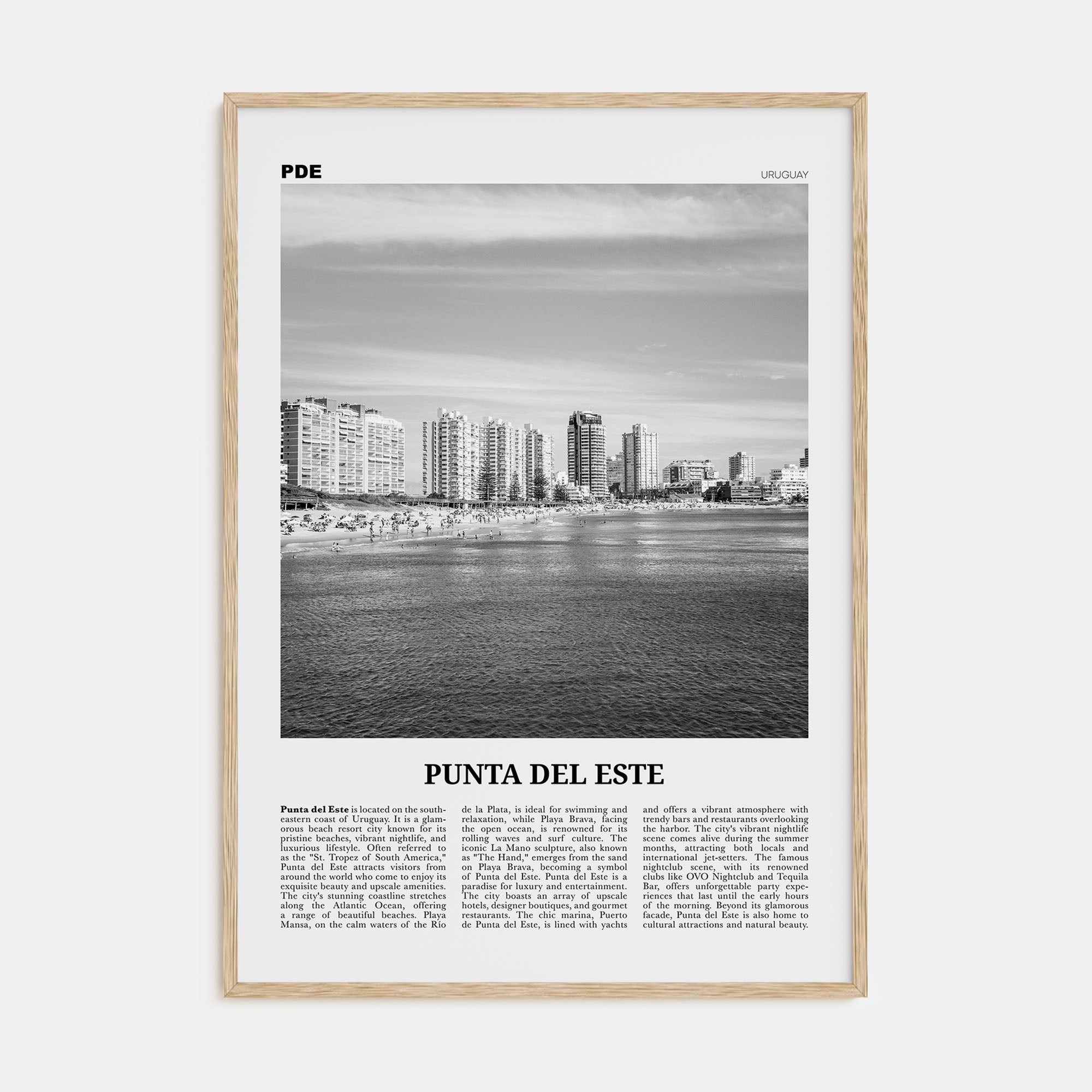 Punta del Este Travel B&W Poster