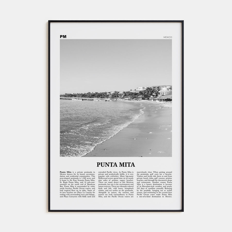 Punta Mita Travel B&W Poster