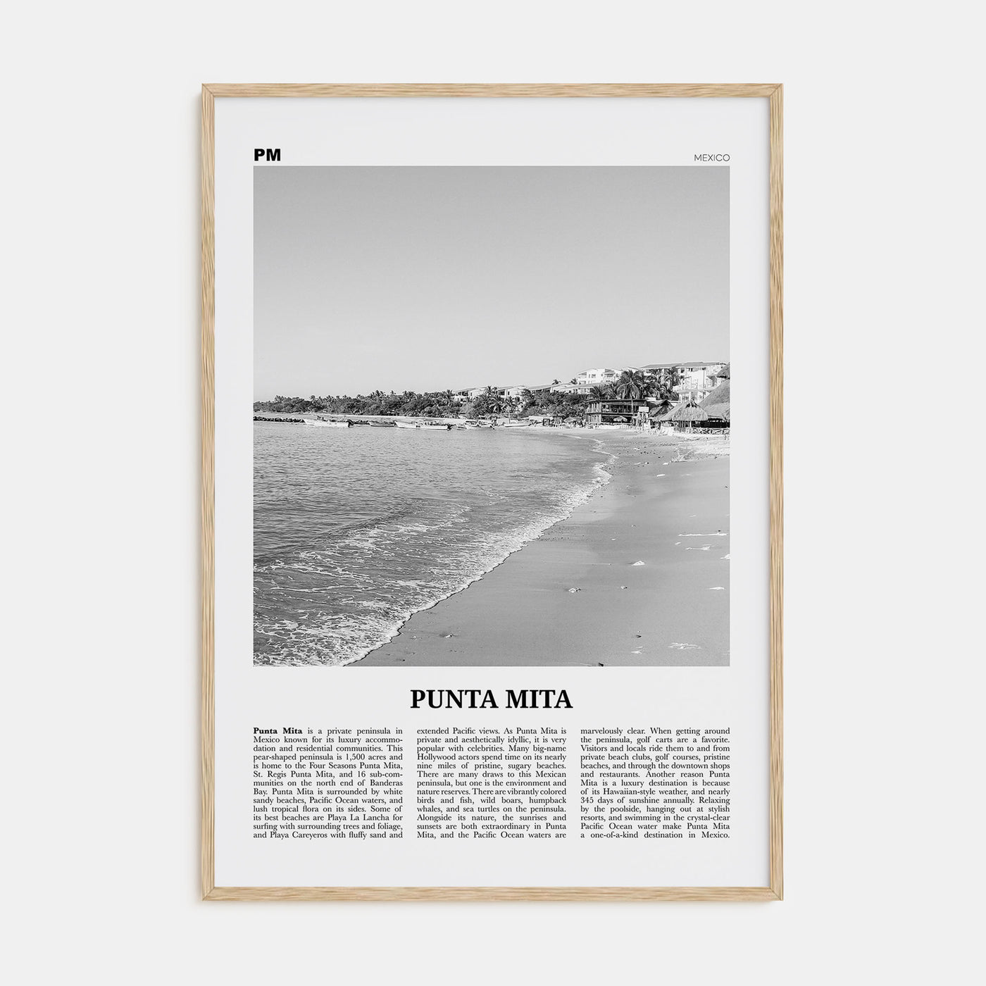 Punta Mita Travel B&W Poster